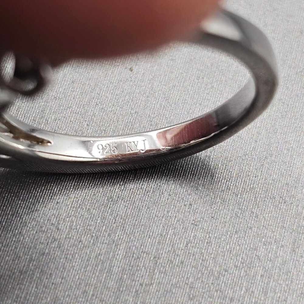 Sterling Silver Moldavite Statement Ring Size 5 Cathedral Setting Signed KYJ - Picture 8 of 15